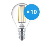 Multipack 10x Philips Corepro LED Lustre E14 Kugel Fadenlampe Klar 4.3W 470lm - 827 Extra Warmweiß | Ersatz für 40W
