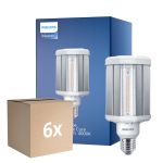 Multipack 6x Philips TrueForce LED E27 HPL Klar 42W 6000lm 360D - 840 Kaltweiß | Ersatz für 125W