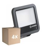 Multipack 4x Ledvance Led-Scheinwerfer Aluminium Schwarz 69W 10000lm 100D - 840 Kaltweiß | IP66 - Lichtsensor - Symmetrisch