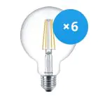 Multipack 6x Philips Corepro LED Globe E27 Fadenlampe Klar 95mm 7W 806lm - 827 Extra Warmweiß | Ersatz Für 60W