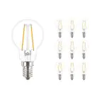 Multipack 10x Philips Corepro LED Lustre E14 Kugel Fadenlampe Klar 2W 250lm - 827 Extra Warmweiß | Ersatz für 25W