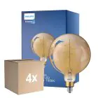 Multipack 4x Philips Classic LED Globe E27 200mm Fadenlampe Gold 7W 470lm - 818 Extra Warmweiß | Dimmbar - Ersatz für 40W
