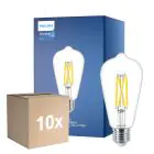 Multipack 10x Philips MASTER Value LED Glühbirne E27 Edison Fadenlampe Klar 5.9W 806lm - 922-927 Dim to Warm | Höchste Farbwiedergabe - Ersatz Für 60W
