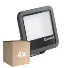 Multipack 4x Ledvance Led-Scheinwerfer Aluminium Schwarz 69W 10000lm 100D - 840 Kaltweiß | IP66 - Lichtsensor - Symmetrisch