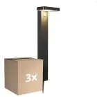 Multipack 3x Nordlux Solar Gartenbeleuchtung Rica Quadrat Rostfreier Stahl Schwarz 4.5W 380lm - 830 Warmweiß |Bewegungs- und Lichtsensor