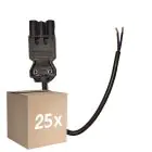 Multipack 25x Noxion GST - Kompatibel Versorgungskabel Schwarz - Männlich + Offene Enden - 0,3m - 2 pole 0,75mm2