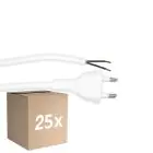 Multipack 25x Noxion Euro Versorgungskabel - C7 Europlug + Offene Enden - Weiß 2m - 2 pole 0,75mm2