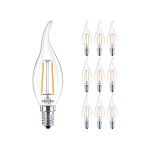 Multipack 10x Philips Corepro LED Bougie E14 Flamme Filament Claire 2W 250lm - 827 Blanc Très Chaud | Équivalent 25W