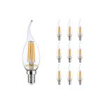 Multipack 10x Noxion Lucent LED E14 Flamme Bougie Filament Claire 4.5W 470lm - 827 Blanc Très Chaud | Dimmable - Équivalent 40W