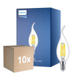 Multipack 10x Philips MASTER LED E14 Bent-tip Bougie Filament Claire 3.4W 470lm - 922-927 Dim To Warm | Meilleur Rendu Des Couleurs - Dimmable - Équivalent 40W