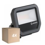 Multipack 4x Ledvance Projecteur LED Aluminium Noir 8W 1200lm 100D - 840 Blanc Froid | IP66 - Symétrique