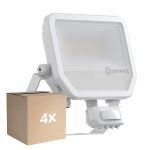 Multipack 4x Ledvance Projecteur LED Aluminium Blanc 41W 6000lm 100D - 840 Blanc Froid | IP65 - Détecteur De Mouvement Et De Lumière - Symétrique
