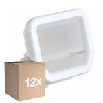 Multipack 12x Ledvance Projecteur LED Aluminium Blanc 8W 1100lm 100D - 830 Blanc Chaud | IP66 - Symétrique