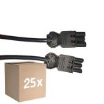Multipack 25x Noxion GST - Compatible Câble d’extension Noir - Mâle + Femelle - 1m - 3 pole 1,5mm2
