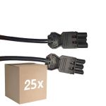 Multipack 25x Noxion GST - Compatible Câble d’extension Noir - Mâle + Femelle - 2m - 3 pole 1,5mm2