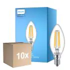 Multipack 10x Philips Corepro LED Bougie E14 Filament Claire 6.5W 806lm - 827 Blanc Très Chaud | Équivalent 60W
