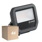 Multipack 4x Ledvance Projecteur LED Aluminium Noir 8W 1200lm 100D - 840 Blanc Froid | IP66 - Symétrique