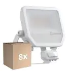 Multipack 8x Ledvance Projecteur LED Aluminium Blanc 41W 5500lm 100D - 830 Blanc Chaud | IP65 - Détecteur De Mouvement Et De Lumière - Symétrique