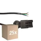 Multipack 25x Noxion GST - Compatible Câble d’alimentation Noir - Mâle + Extrémités ouvertes - 2m - 3 pole 0,75mm2